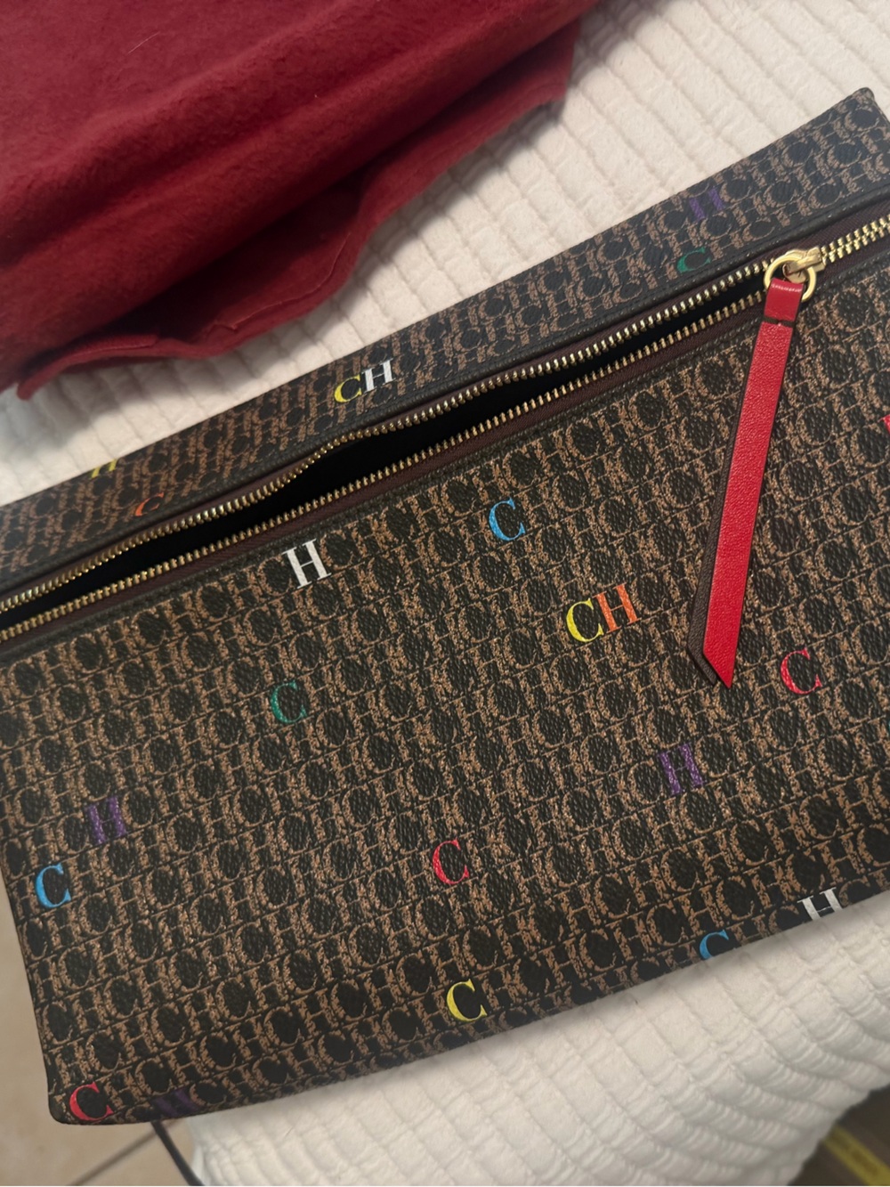 Carolina Herrera Intro medium clutch Monogram Crossbody Clutch in Brown - Picture 2 of 15